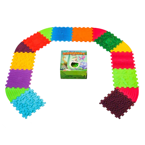 Masážní podložka Ortek Dinosauři Puzzle 10 prvků + 6 trojúhelníků