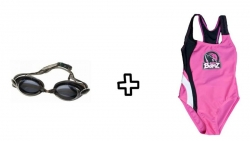 Baby Banz Dětské plavecké brýle + jednodílné plavky s UV filtrem vel.6